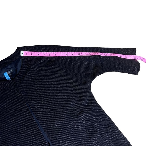 Eileen Fisher Collarless Open Front Textured Black Blazer Jacket Size Petite L - Picture 11 of 16